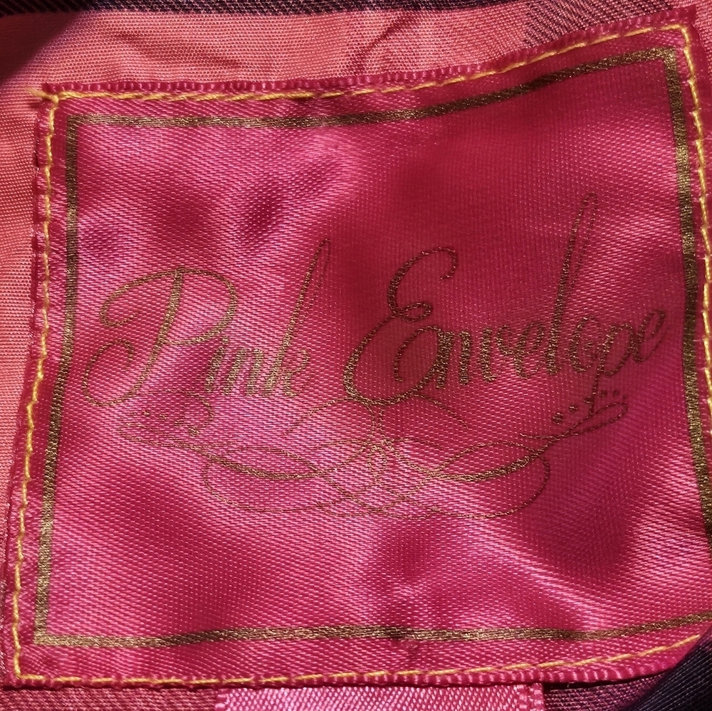 Pink Envelope Plaid Double Breasted Jacket Pink Size M - Picture 12 of 16